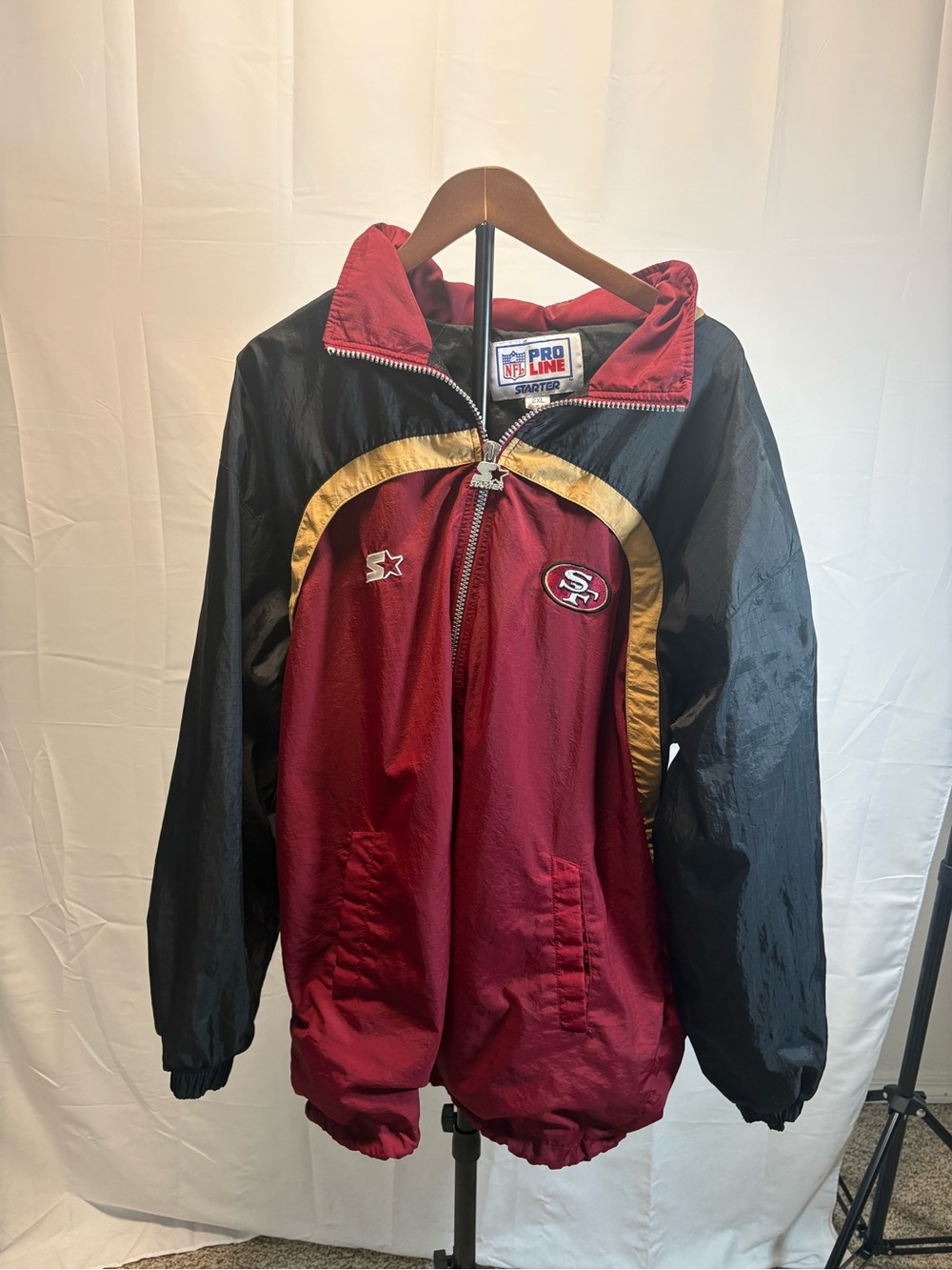 Vintage Pro Line NFL San Francisco 49ers Windbreaker Jacket in Red, Black & Gold